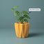 Textured Mustard Ceramic Planter Pot – Modern Ribbed Indoor Plant Pot with Drainage Hole
