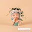 Cute Girl Face Resin Planter Pot with Flower Crown – Aesthetic Mini Decorative Succulent Holder