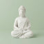 White Buddha Meditation Resin Idol – Peaceful Sitting Statue for Home Décor