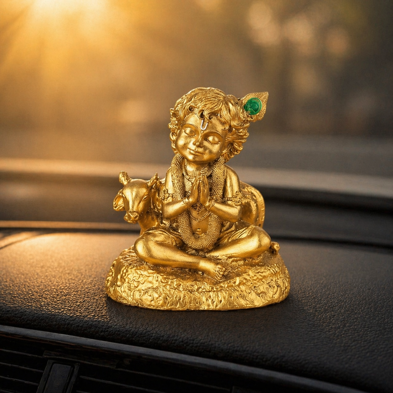 Bal Krishna Namaste Resin Idol (White & Gold) – Cute Baby Krishna Décor Statue