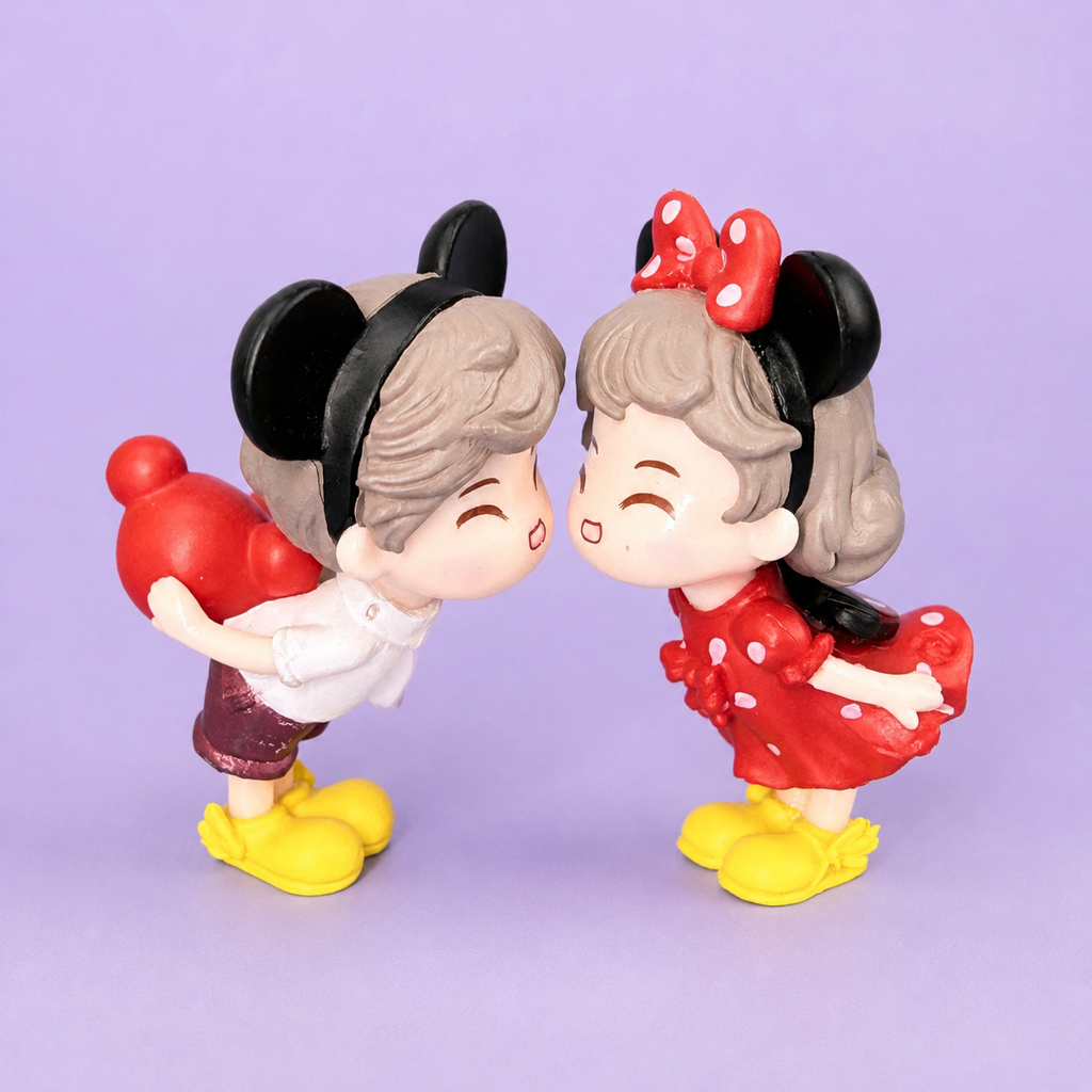 Mini Cartoon Couple Resin Showpiece Cute Love Figurine