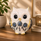 Premium Decorative Owl Resin Showpiece with Evil Eye – Gold & Ivory Variants