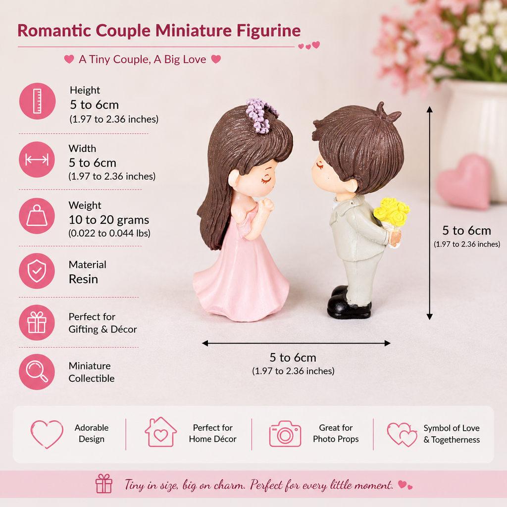 Mini Cute Romantic Couple Resin Showpiece Love Figurine