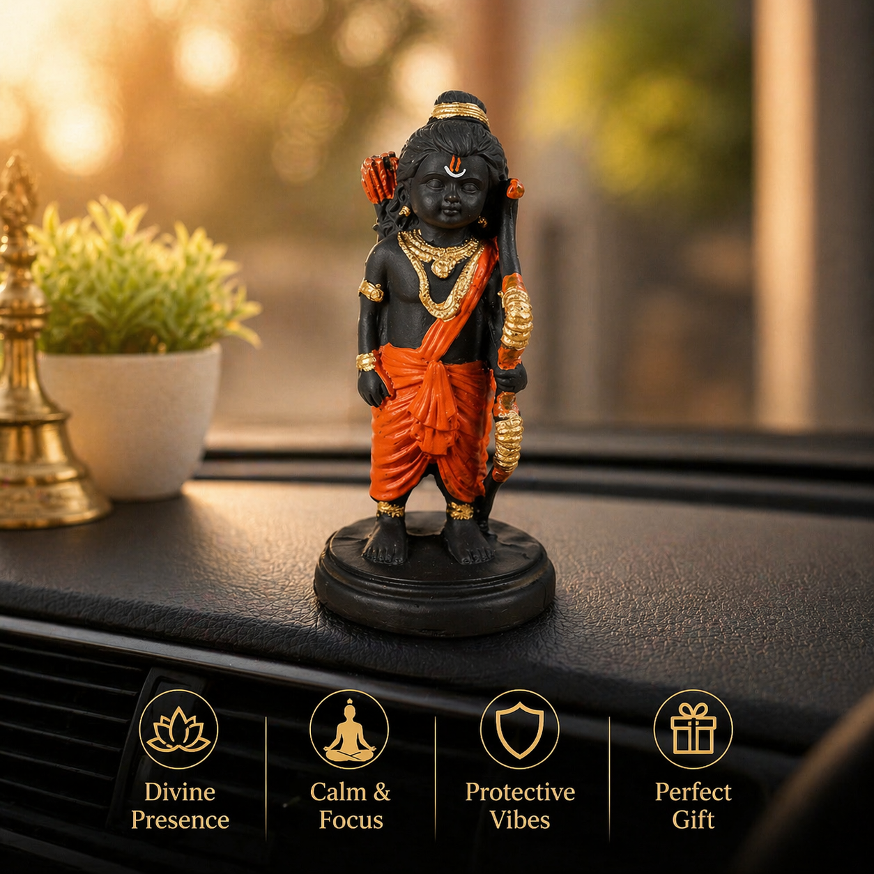 Bal Ram Resin Idol – Baby Lord Rama with Bow Spiritual Décor Statue