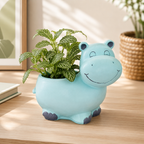 Cute Hippo Resin Planter Pot – Adorable Animal Succulent Pot for Desk & Home Décor