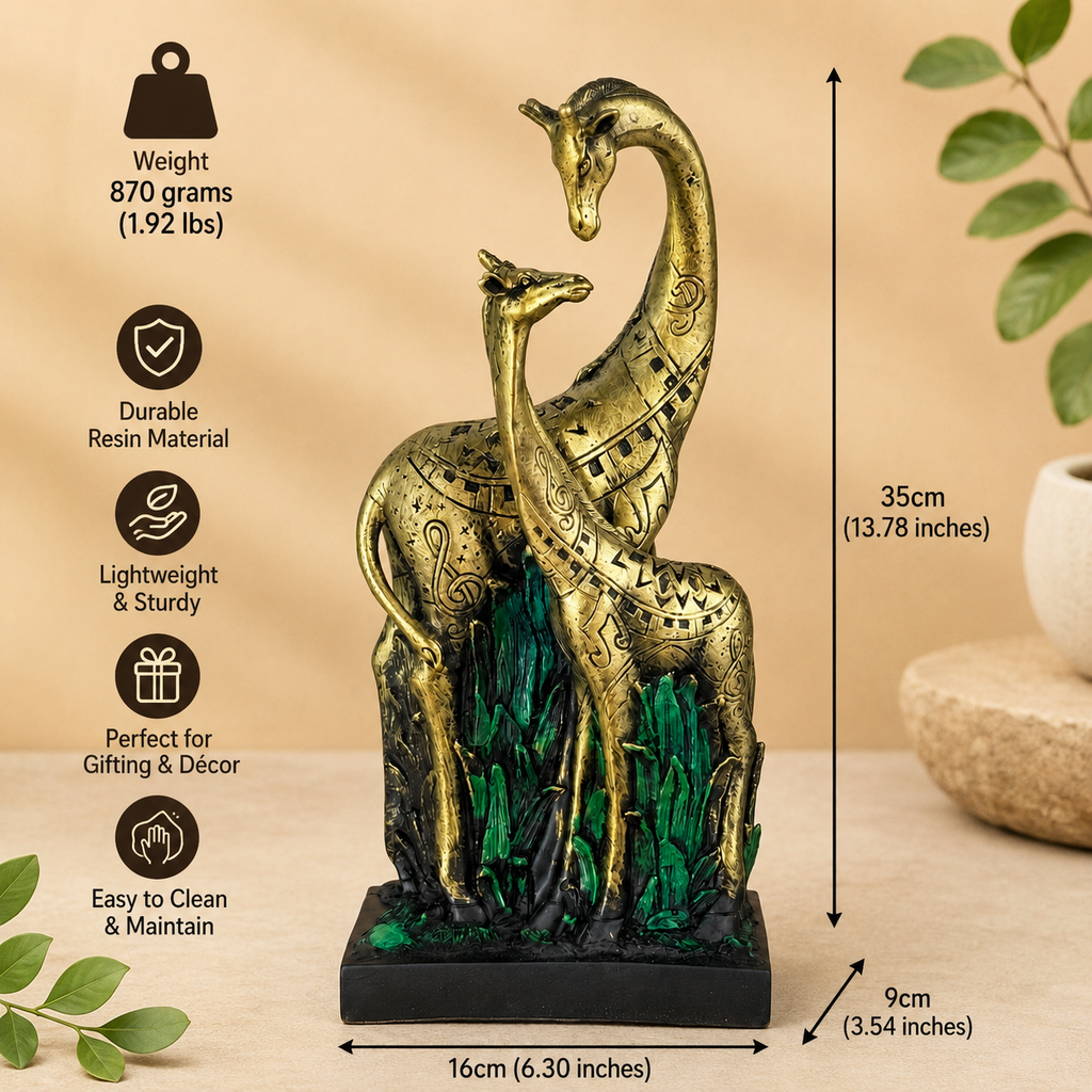 Luxury Giraffe Family Resin Showpiece for Home Decor