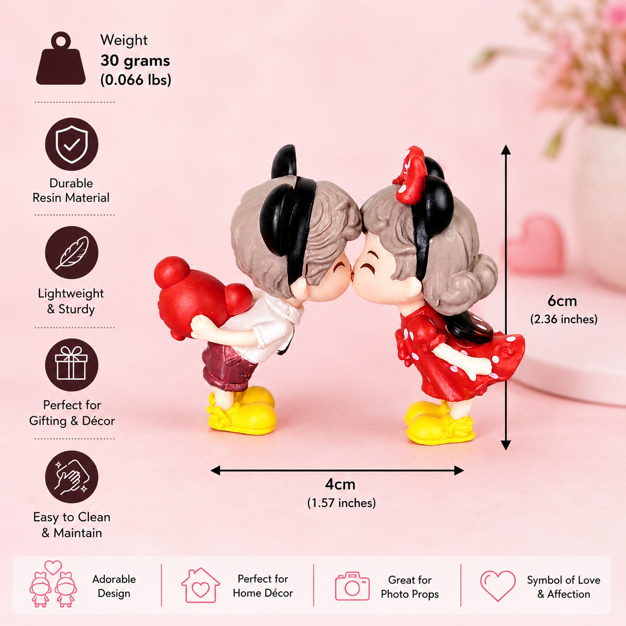 Mini Cartoon Couple Resin Showpiece Cute Love Figurine