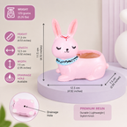 Cute Pink Bunny Resin Planter Pot – Adorable Rabbit Succulent Pot for Desk & Home Décor