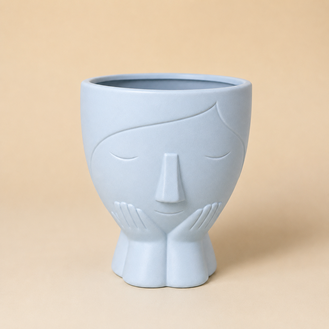 Modern Minimalist Face Ceramic Planter Pot – Artistic Indoor Plant Pot with Drainage Hole Secondary image