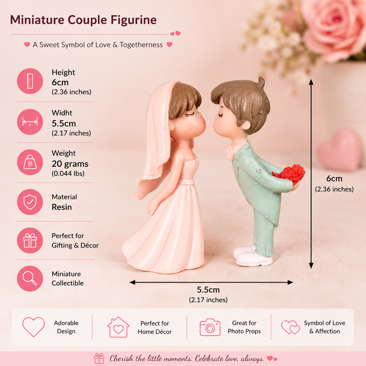 Mini Cute Couple Resin Showpiece Romantic Love Figurine (2 Variants)