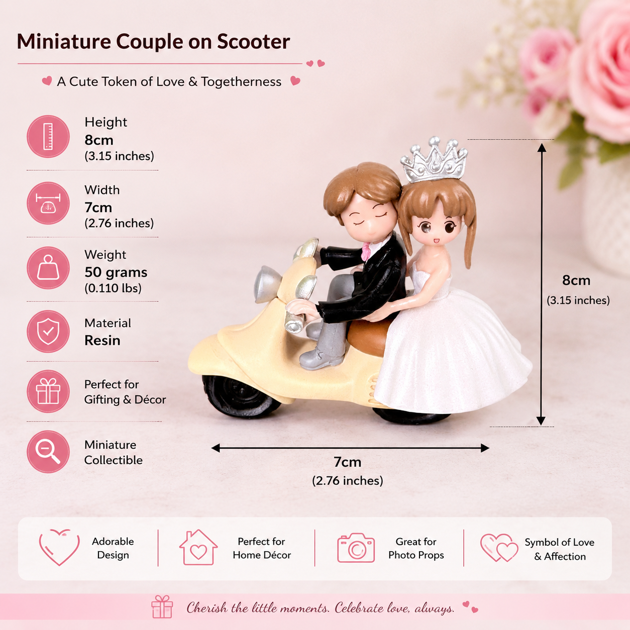 Mini Couple Scooter Resin Showpiece Romantic Love Figurine