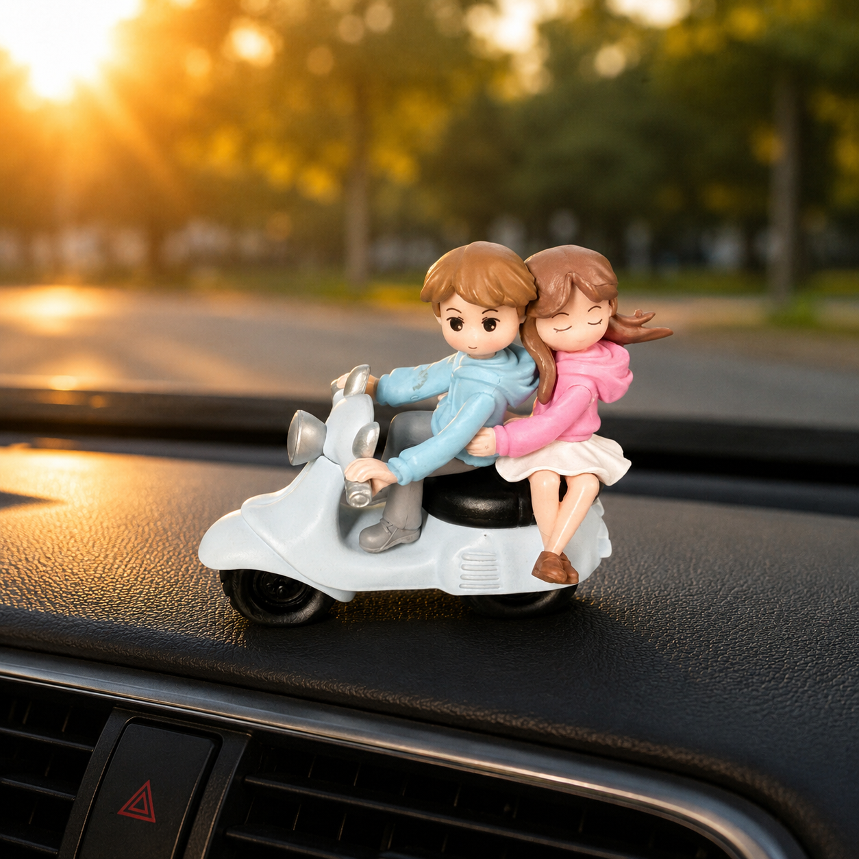 Mini Romantic Couple Scooter Resin Showpiece Love Figurine