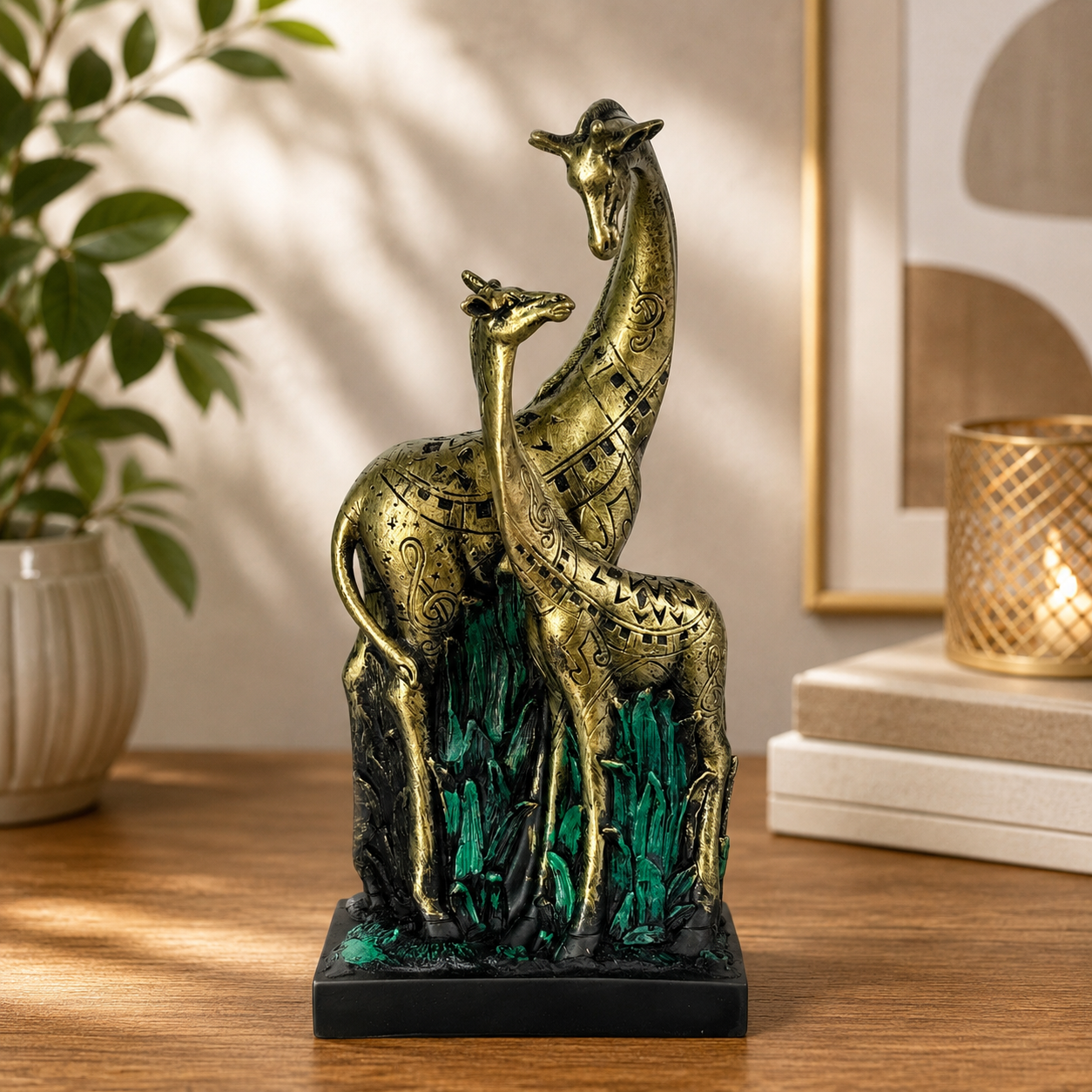 Luxury Giraffe Family Resin Showpiece for Home Decor