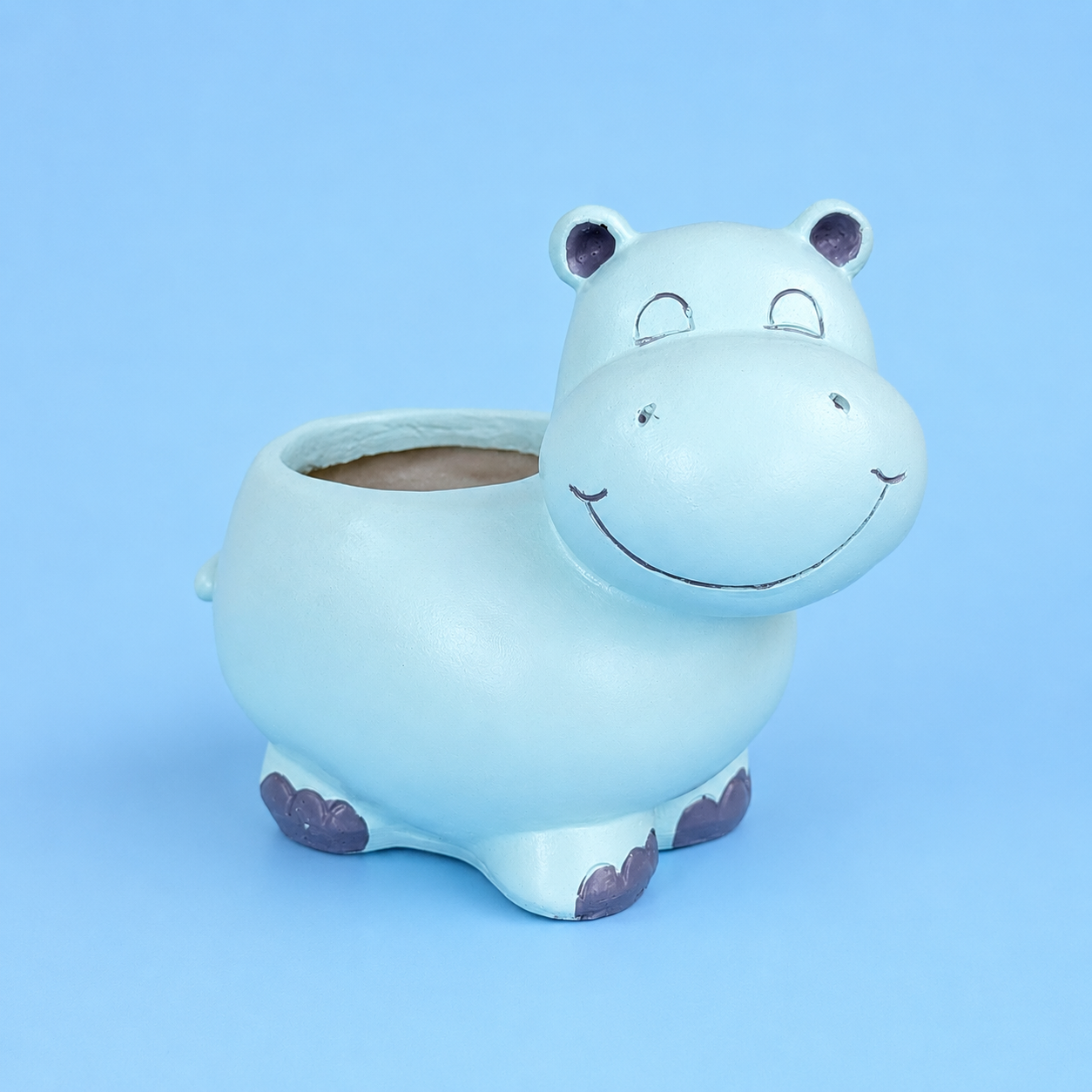 Cute Hippo Resin Planter Pot – Adorable Animal Succulent Pot for Desk & Home Décor