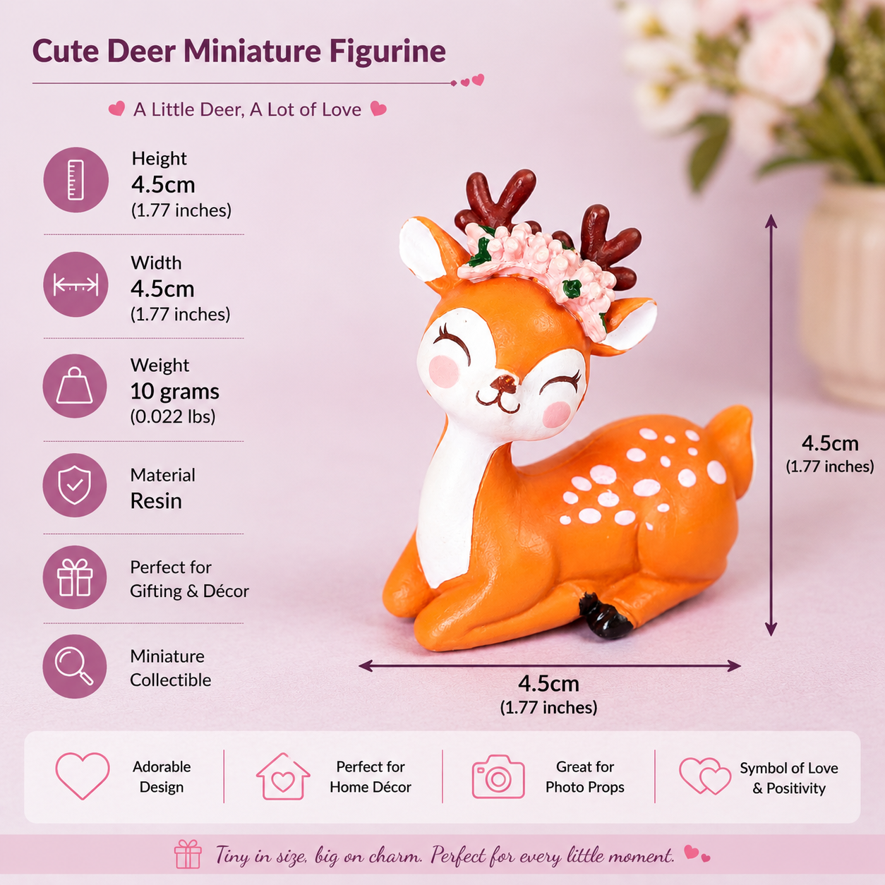 Mini Cute Deer Resin Showpiece Kawaii Animal Figurine