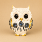Premium Decorative Owl Resin Showpiece with Evil Eye – Gold & Ivory Variants