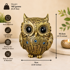 Premium Decorative Owl Resin Showpiece with Evil Eye – Gold & Ivory Variants