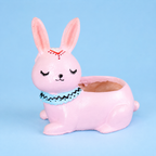 Cute Pink Bunny Resin Planter Pot – Adorable Rabbit Succulent Pot for Desk & Home Décor