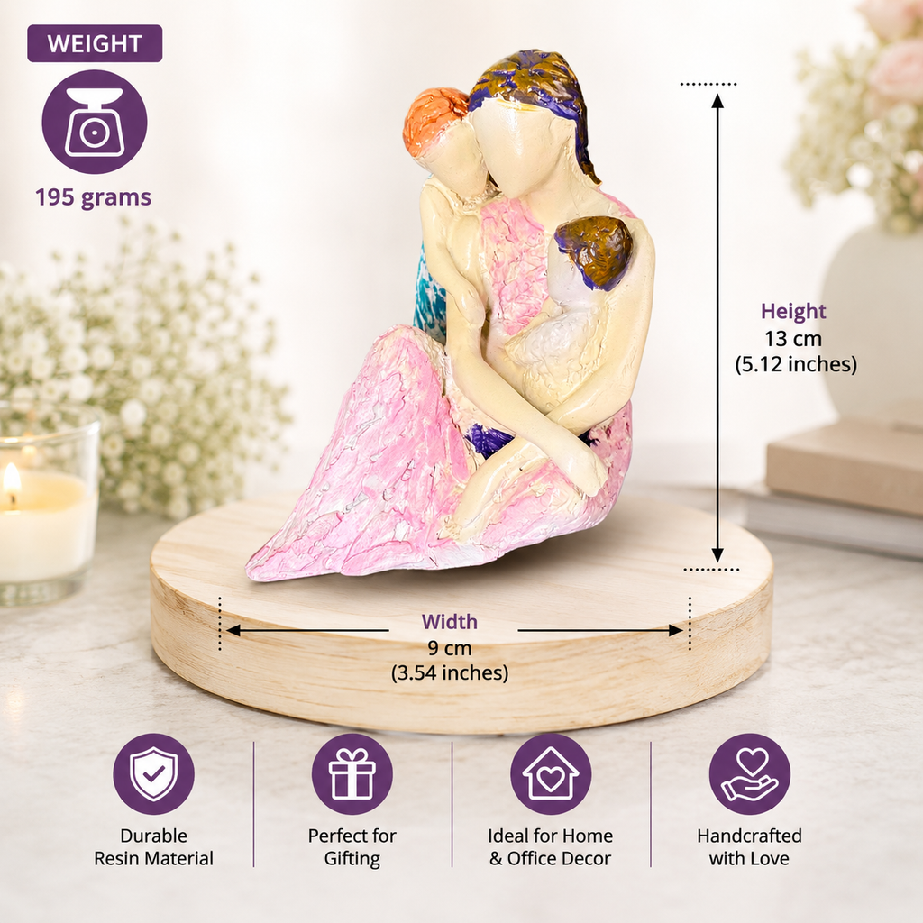 Mother with Kids Resin Showpiece Family Love Decorative Figurine