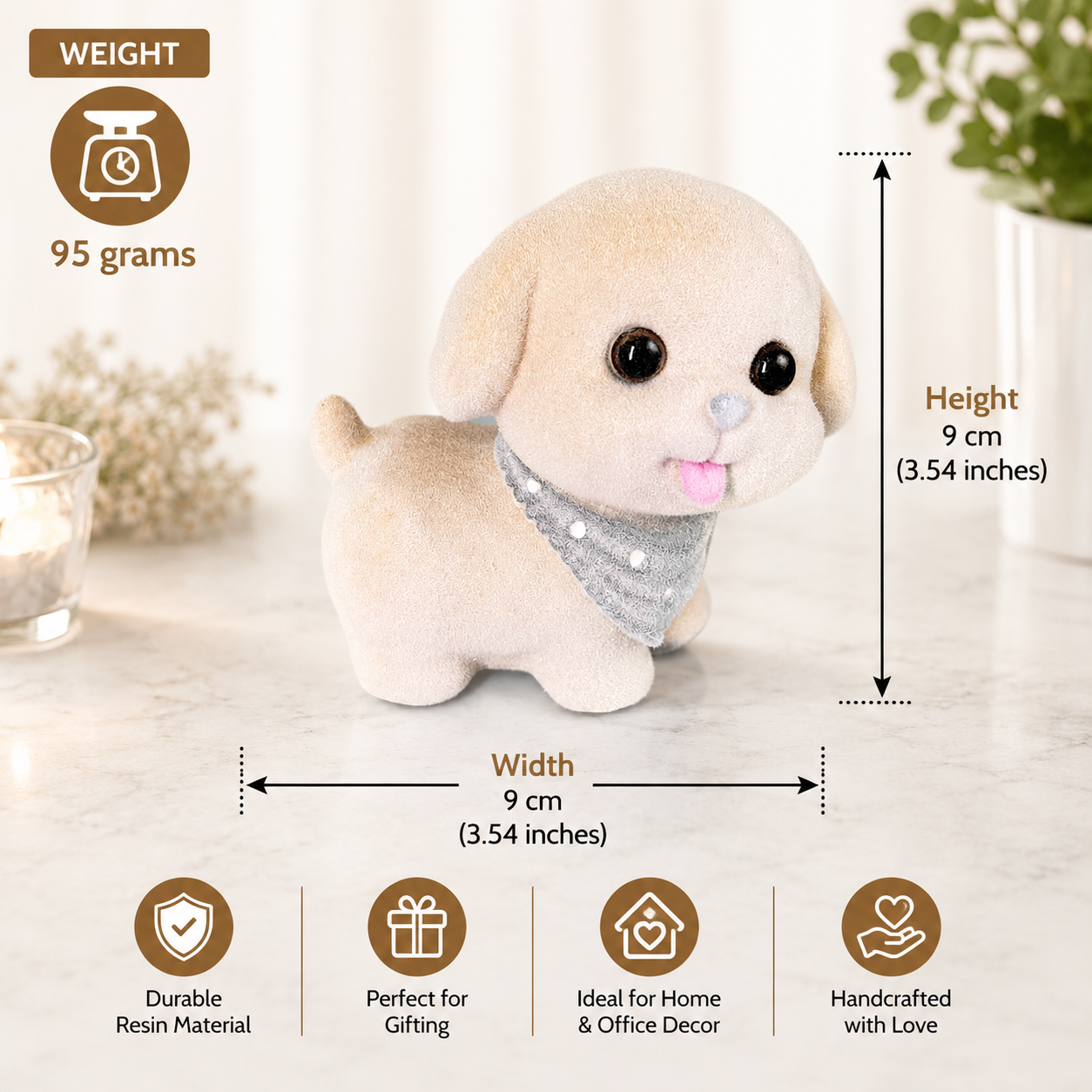 Cute Puppy Resin Showpiece Mini Dog Figurine for Home Decor