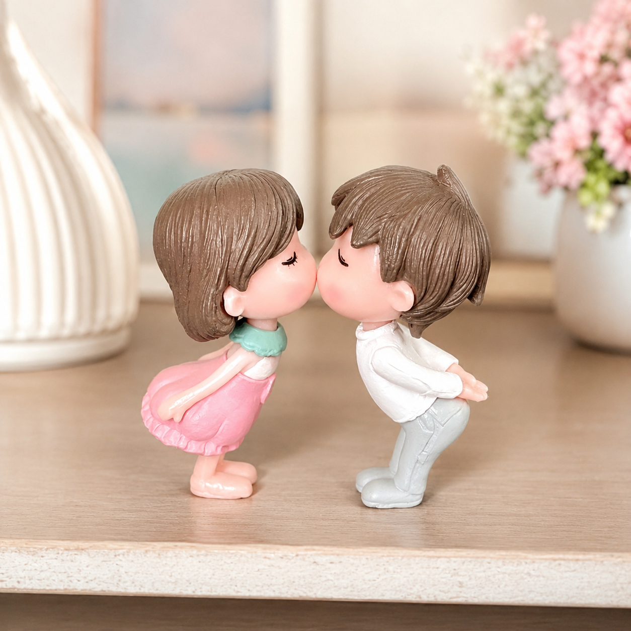 Mini Kissing Couple Resin Showpiece Romantic Love Figurine Secondary image