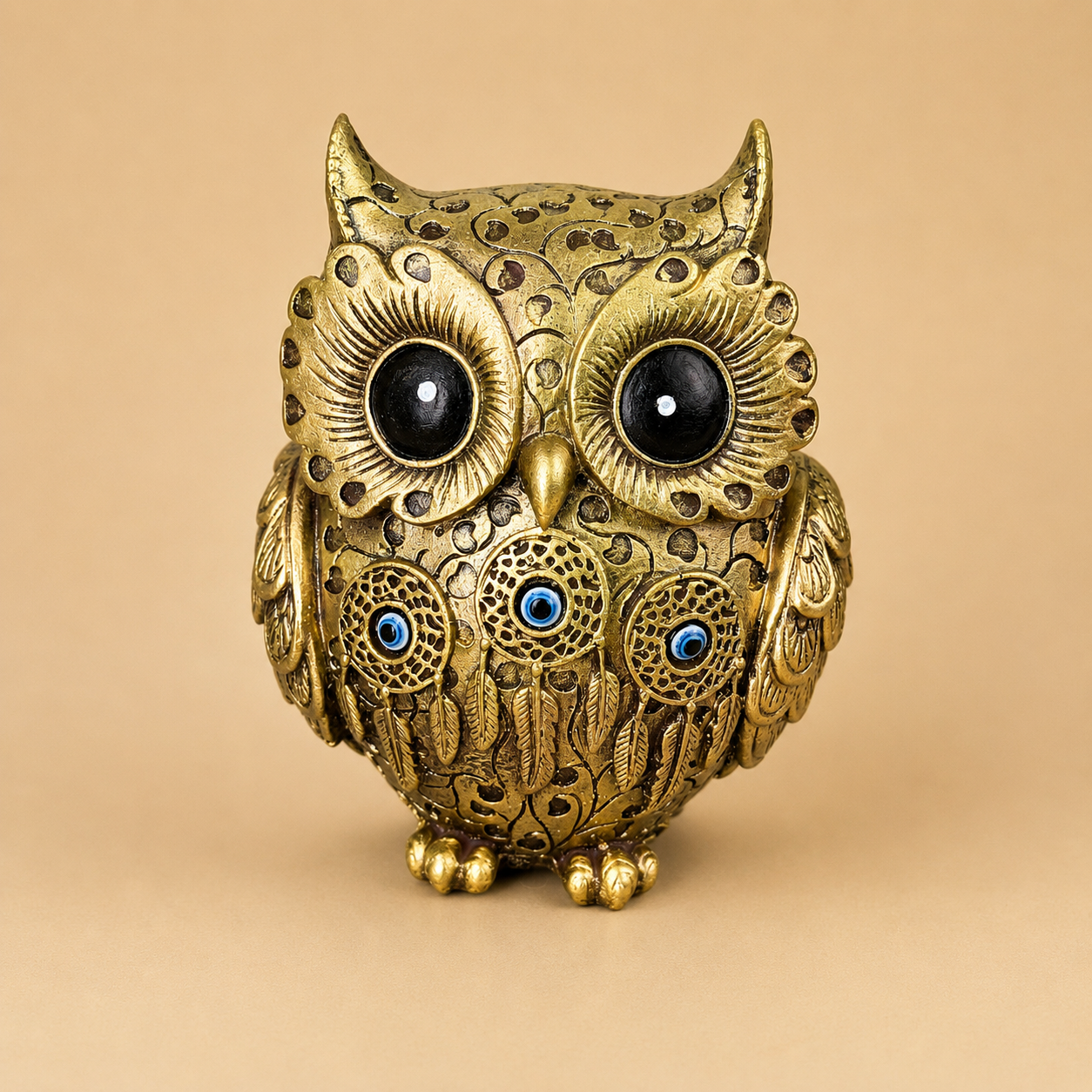 Premium Decorative Owl Resin Showpiece with Evil Eye – Gold & Ivory Variants Secondary image