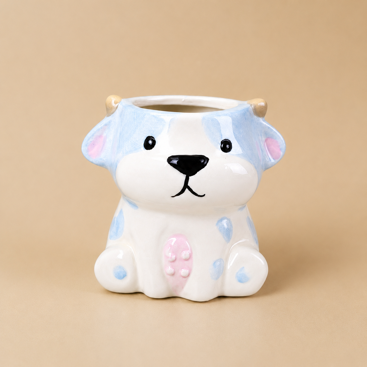 Cute Dog Ceramic Planter Pot – Adorable Animal Pot for Succulents & Desk Décor