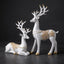 Luxury White & Golden Deer Resin Showpiece Set for Home Decor