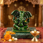 Green Lord Ganesha Resin Idol – Small Ganpati Statue for Home Temple & Décor