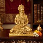 Lord Hanuman Gold Meditation Resin Idol – Large Premium Spiritual Temple Statue