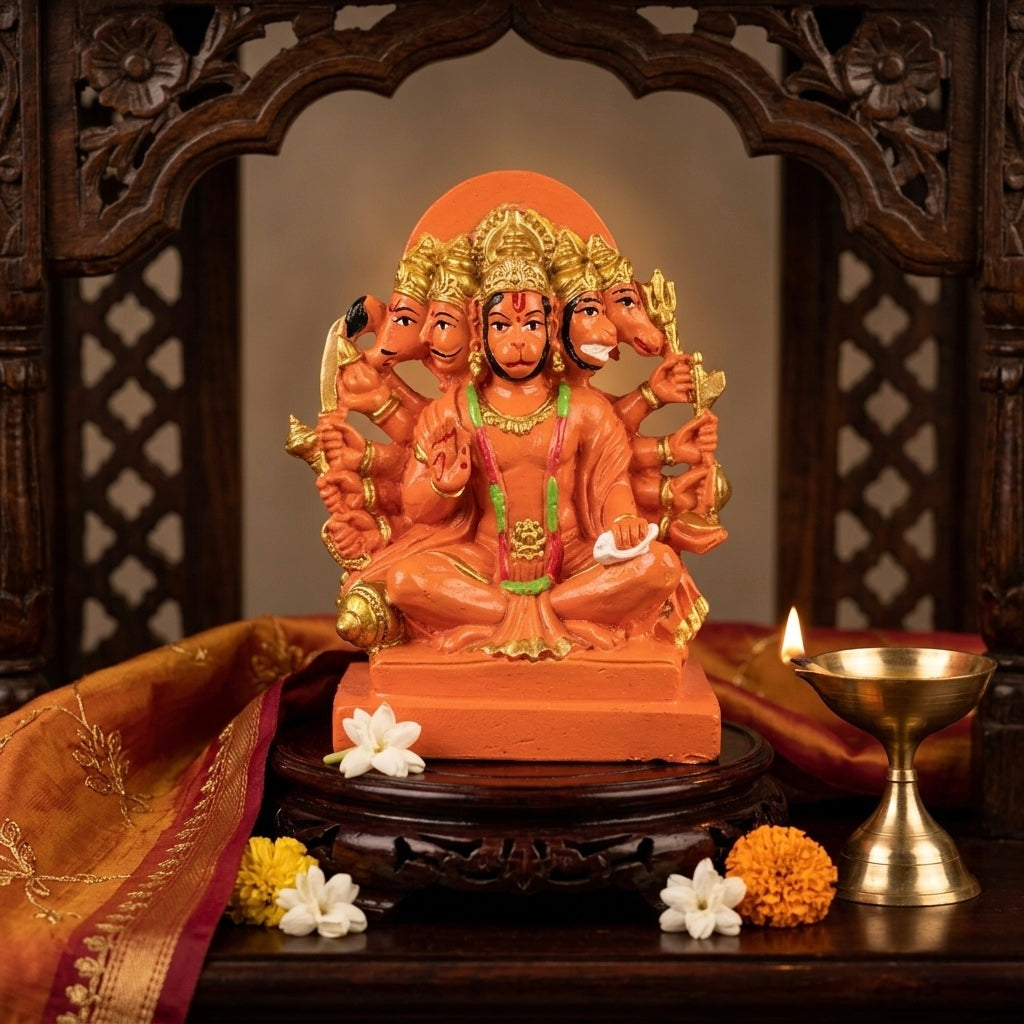 Panchamukhi Hanuman Resin Idol – Five Face Divine Protection Home Temple Statue Secondary image