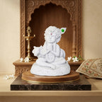 Bal Krishna Namaste Resin Idol (White & Gold) – Cute Baby Krishna Décor Statue
