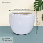 Minimal White Ceramic Planter Pot – Round Indoor Plant Pot for Succulents & Home Decor