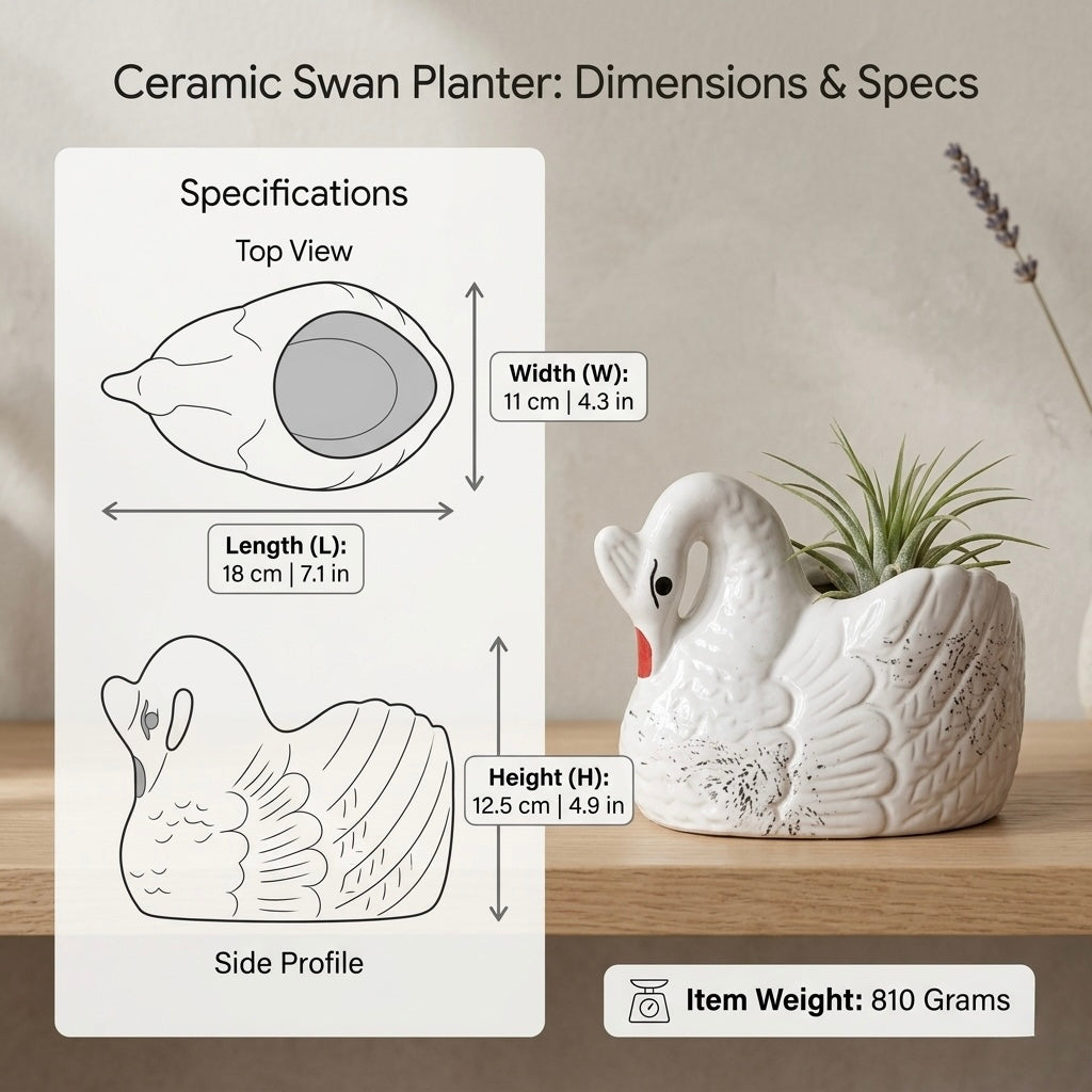 White Swan Ceramic Plant Pot – Decorative Animal Planter for Indoor Plants & Home Decor