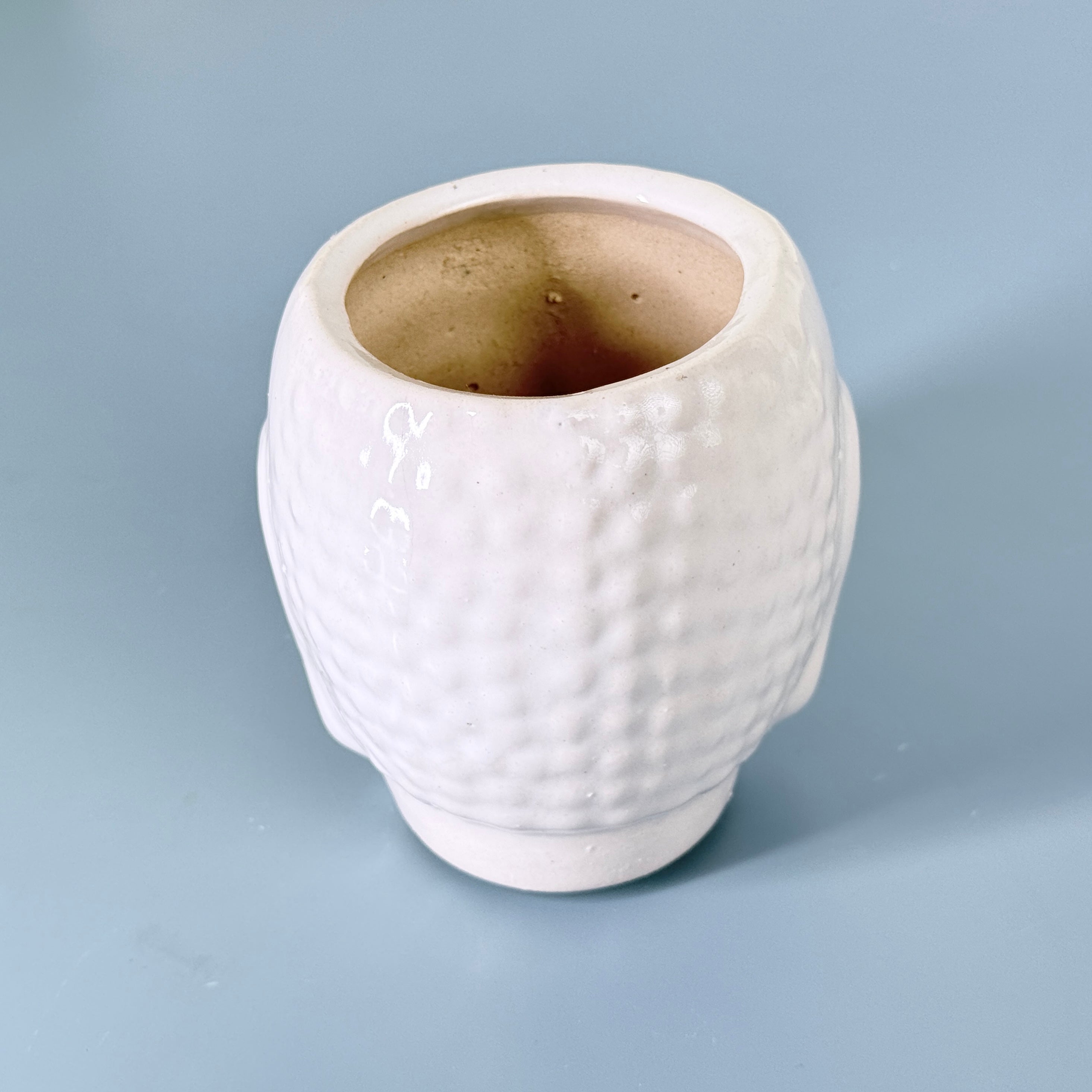 White Buddha Face Ceramic Planter Pot – Artistic Modern Indoor Plant Pot with Drainage Hole