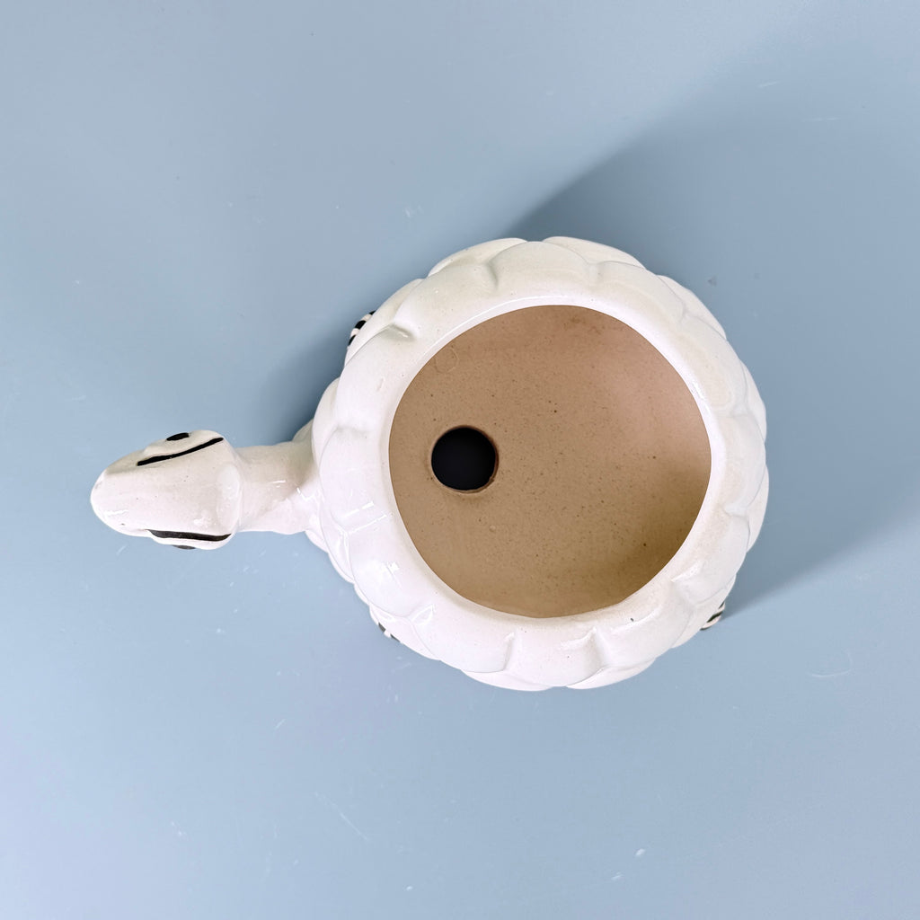 White Turtle Ceramic Planter Pot – Cute Animal Indoor Plant Pot with Drainage Hole