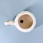 White Turtle Ceramic Planter Pot – Cute Animal Indoor Plant Pot with Drainage Hole