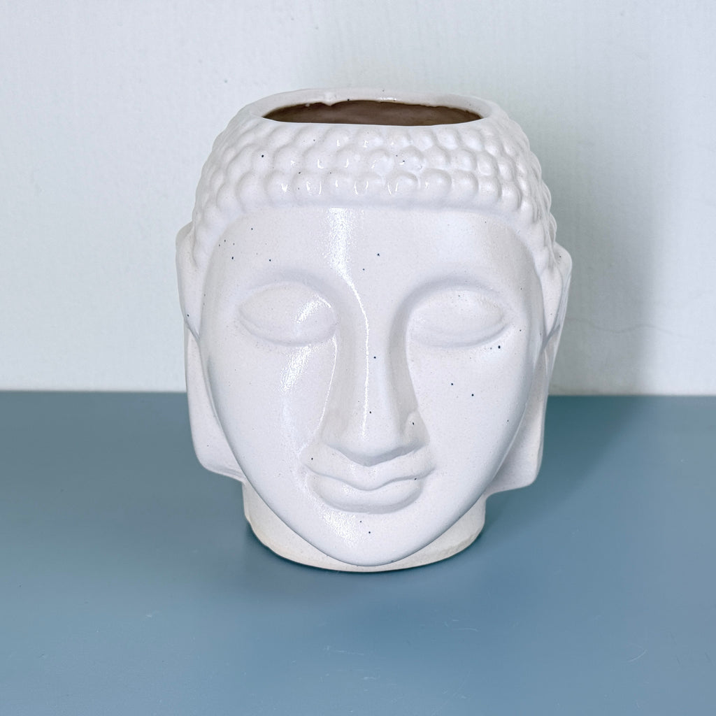 Buddha Face Ceramic Planter Pot – Large Decorative Indoor Plant Pot with Drainage Hole