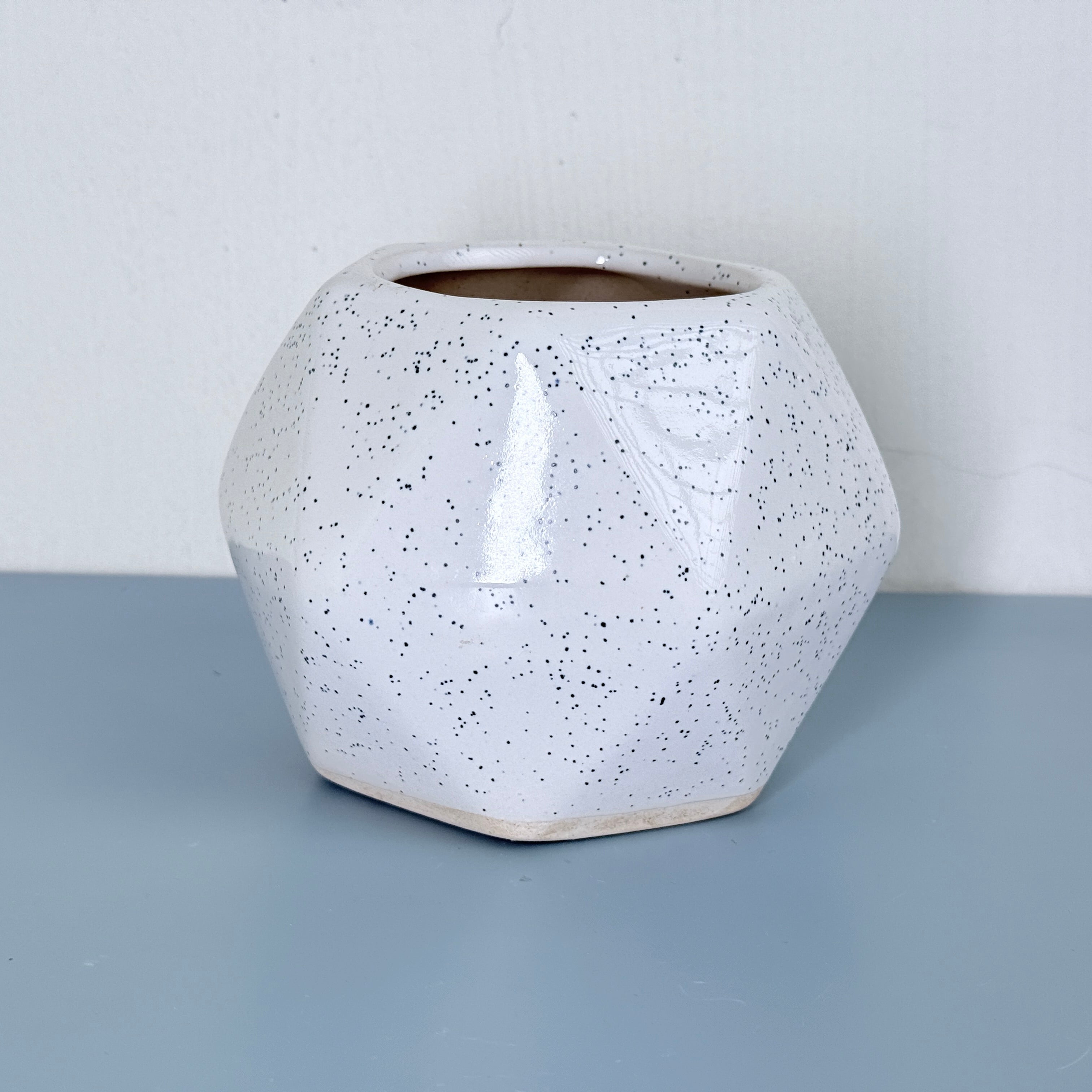 White Speckled Ceramic Planter Pot 13cm – Modern Minimal Indoor Plant Holder