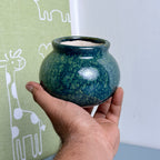 Green Textured Ceramic Planter Pot 11.5cm – Elegant Indoor Decorative Plant Holder
