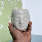 White Buddha Face Ceramic Planter Pot – Artistic Modern Indoor Plant Pot with Drainage Hole