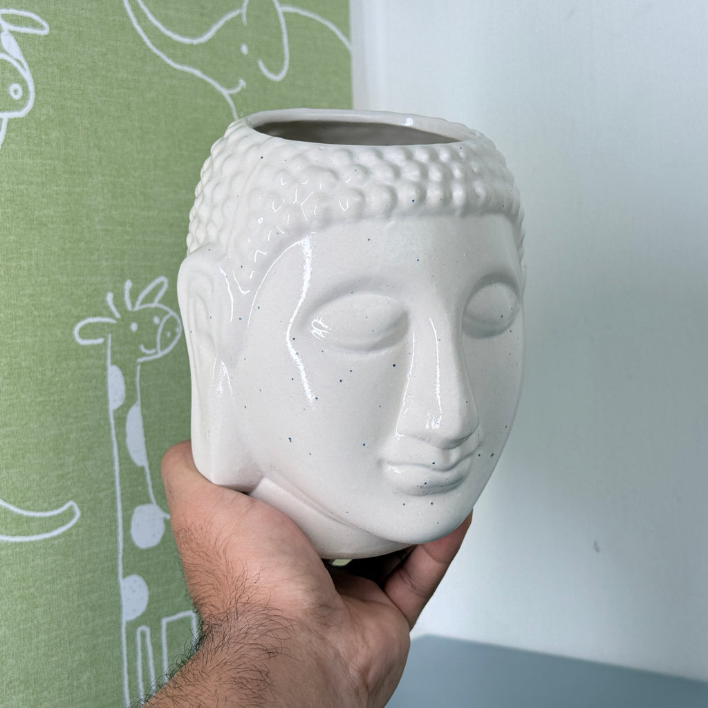 Buddha Face Ceramic Planter Pot – Large Decorative Indoor Plant Pot with Drainage Hole