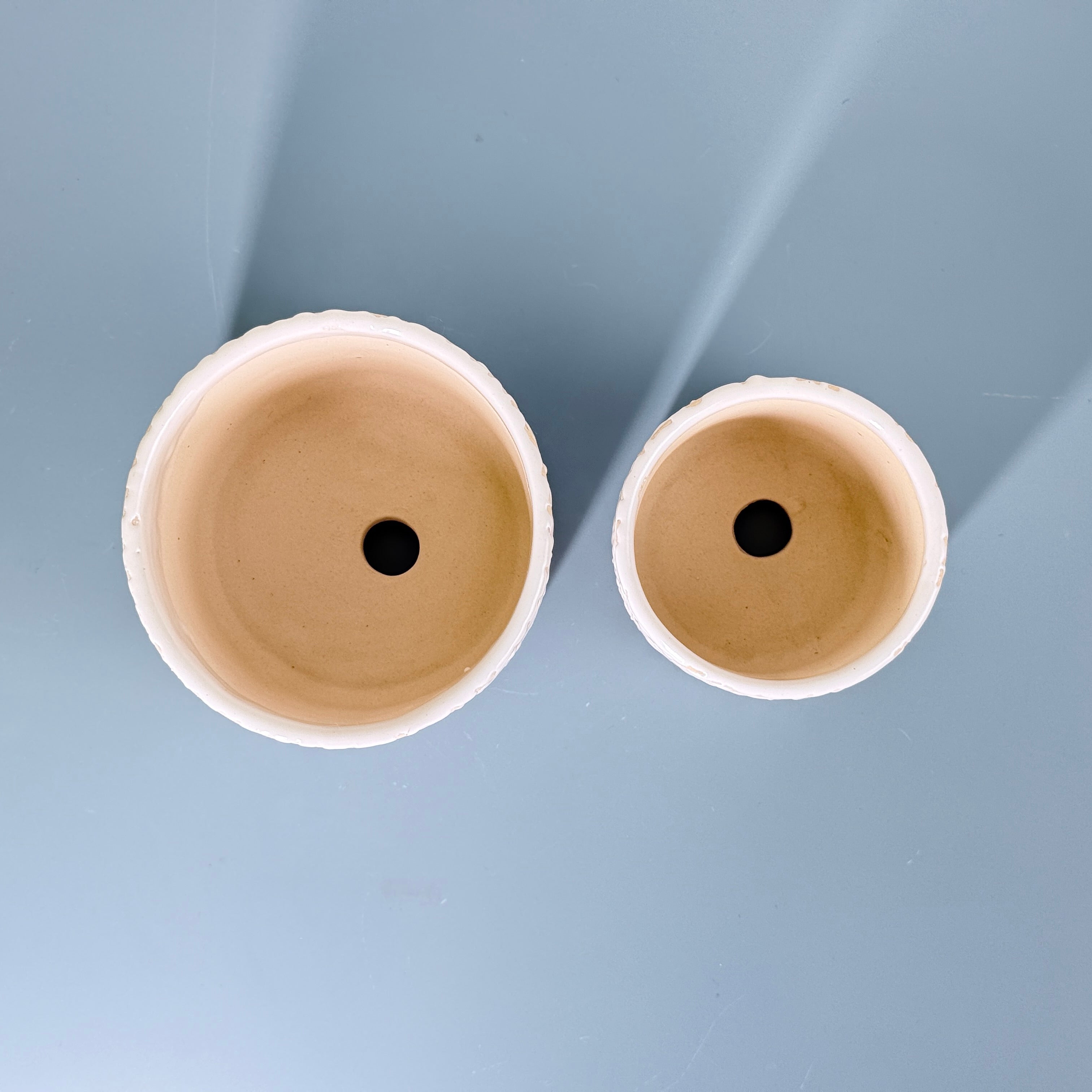 White Textured Ceramic Planter Set of 2 – Modern Indoor Decorative Pots