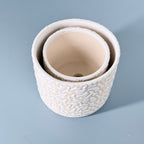 White Textured Ceramic Planter Set of 2 – Modern Indoor Decorative Pots