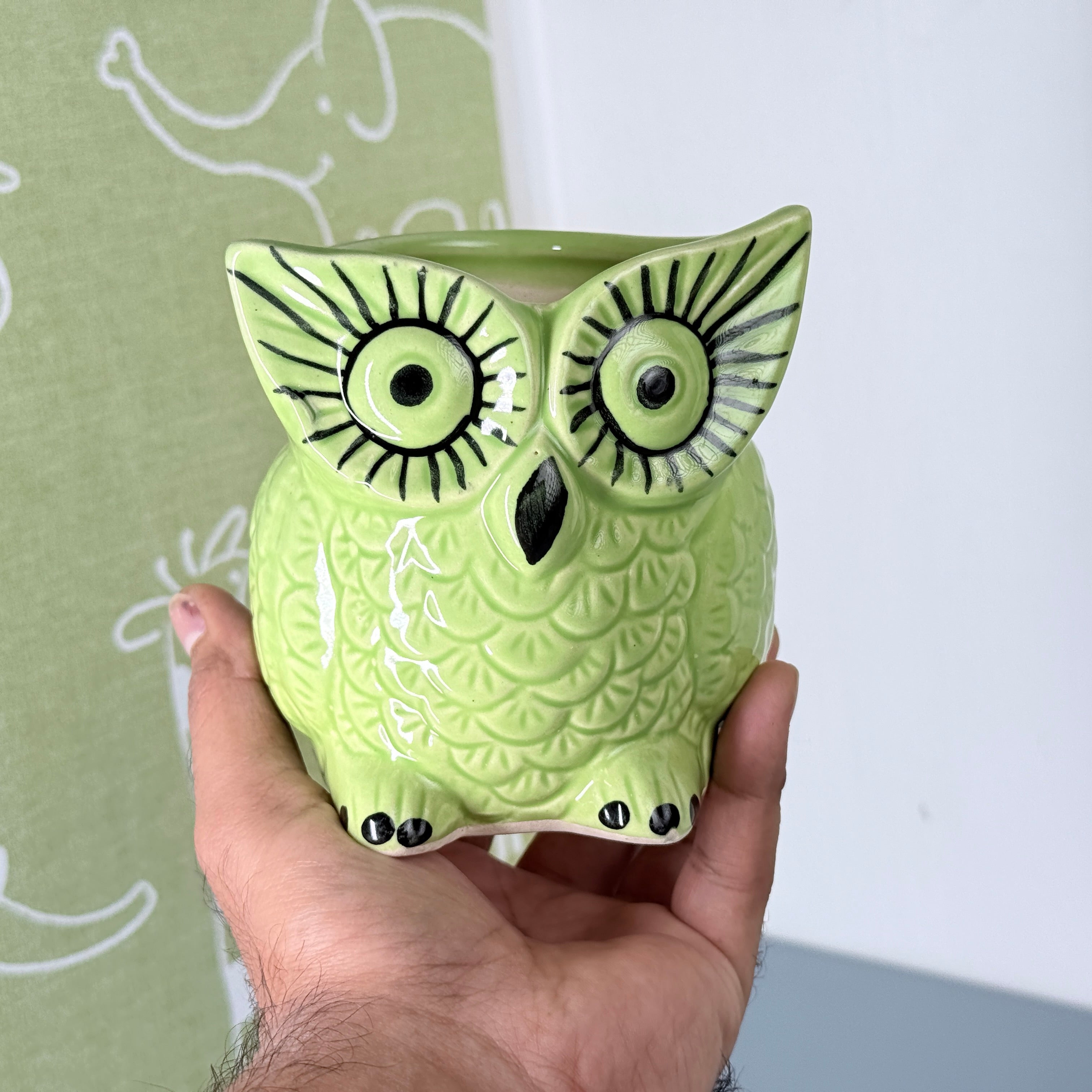 Owl Ceramic Planter Pot 10.5cm – Cute Decorative Indoor Plant Holder