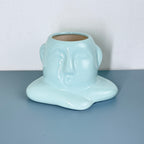 Abstract Face Ceramic Planter Pot 14cm – Modern Artistic Indoor Plant Holder