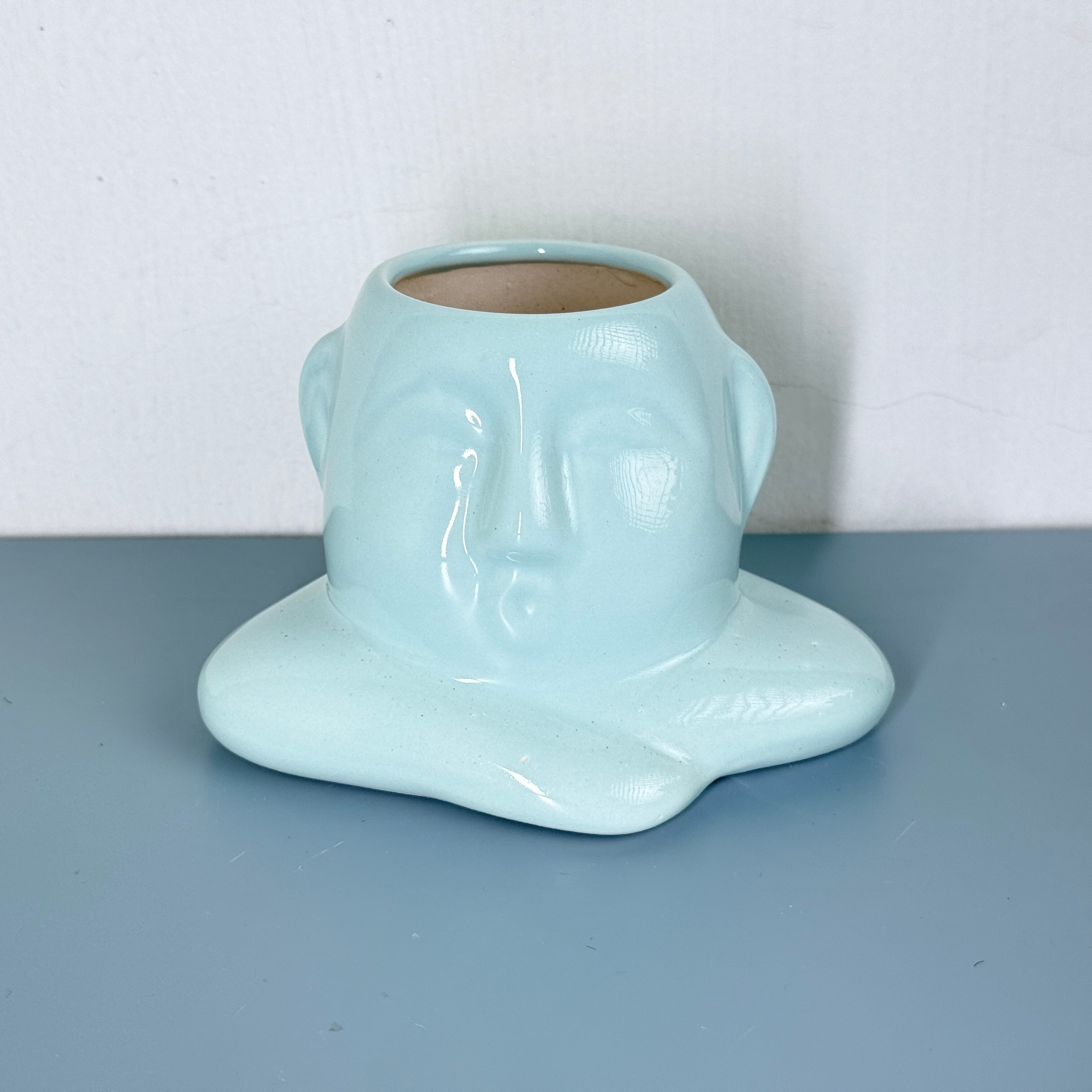 Abstract Face Ceramic Planter Pot 14cm – Modern Artistic Indoor Plant Holder