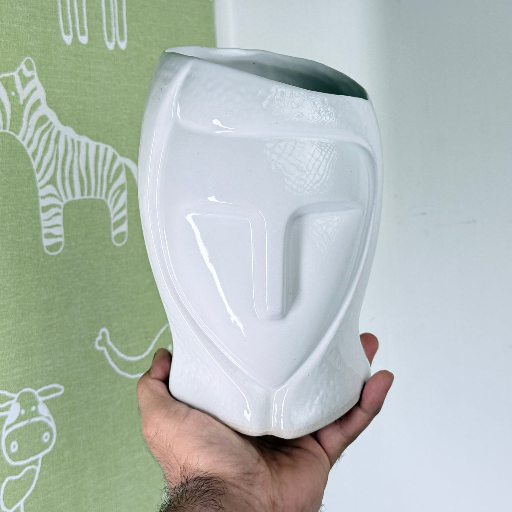 Modern Face Ceramic Planter 19.5cm – Tall Artistic Indoor Decorative Pot