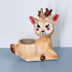 Cute Deer Ceramic Planter Pot 20.5cm – Decorative Indoor Animal Planter