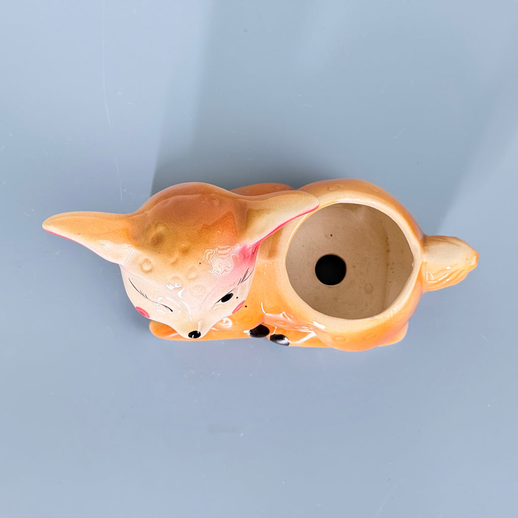 Winking Deer Ceramic Planter Pot 20.3cm – Cute Decorative Indoor Animal Planter